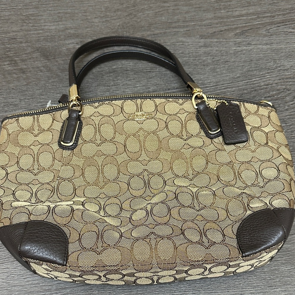 Coach Signature Satchel in Tan and Brown